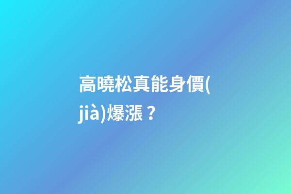 高曉松真能身價(jià)爆漲？